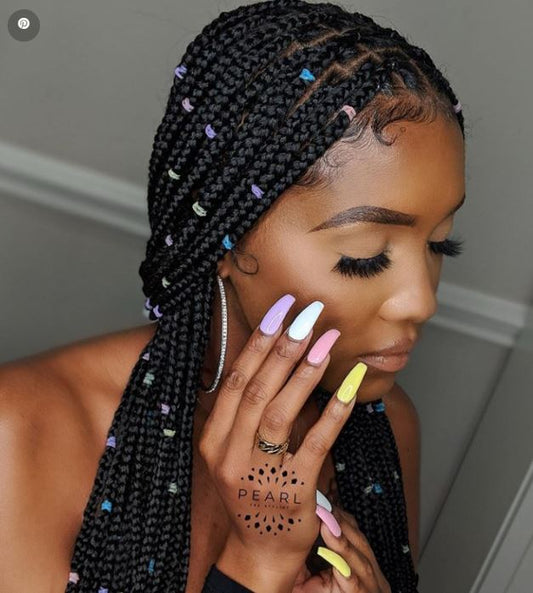 Medium Boho Knotless Braids (hair included 1 pack curly human hair included)